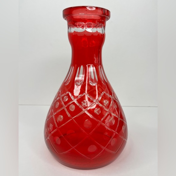 Vintage Red Cut to Clear Decanter Ruby
Base Bohemian Glass Art Vase - Picture 7 of 9